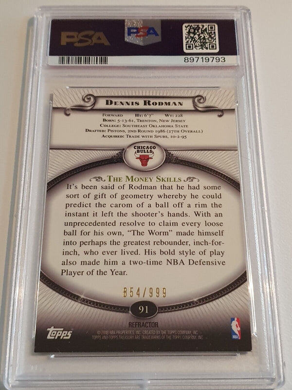 2008 Topps Treasury Dennis Rodman #91 BRONZE REFRACTOR /999 - PSA 9 (POP 1)