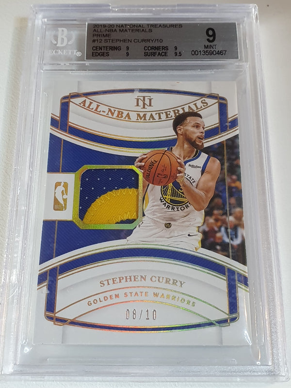 2019 National Treasures Stephen Curry #PATCH PRIME /10 Jersey - BGS 9 (POP 3)