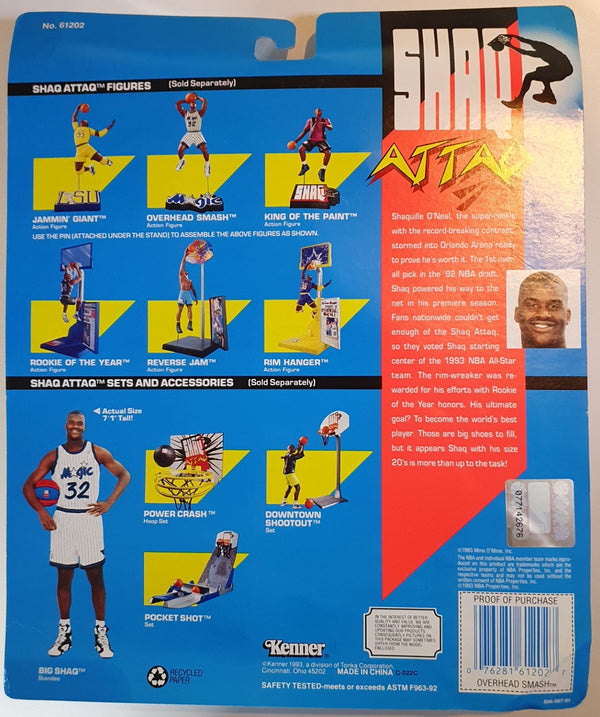 1993 Kenner Shaq Attaq Shaquille O'Neal Figurine Overhead Smash - Sealed Figure