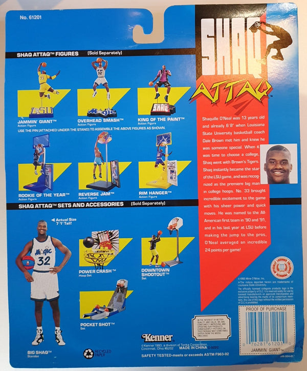 1993 Kenner Shaq Attaq Shaquille O'Neal Figurine Jammin Giant - Sealed Figure