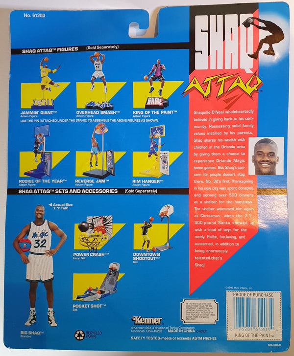 1993 Kenner Shaq Attaq Shaquille O'Neal Figurine King of the Paint Sealed Figure