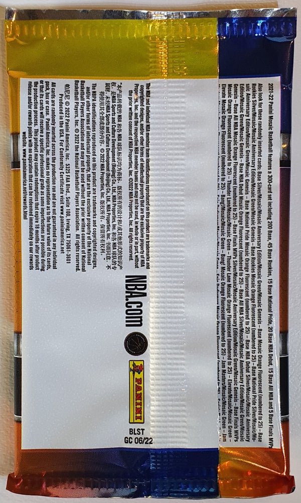 2021-22 Panini Mosaic Basketball Pack (Cunningham & Giddey RC?) - Factory Sealed