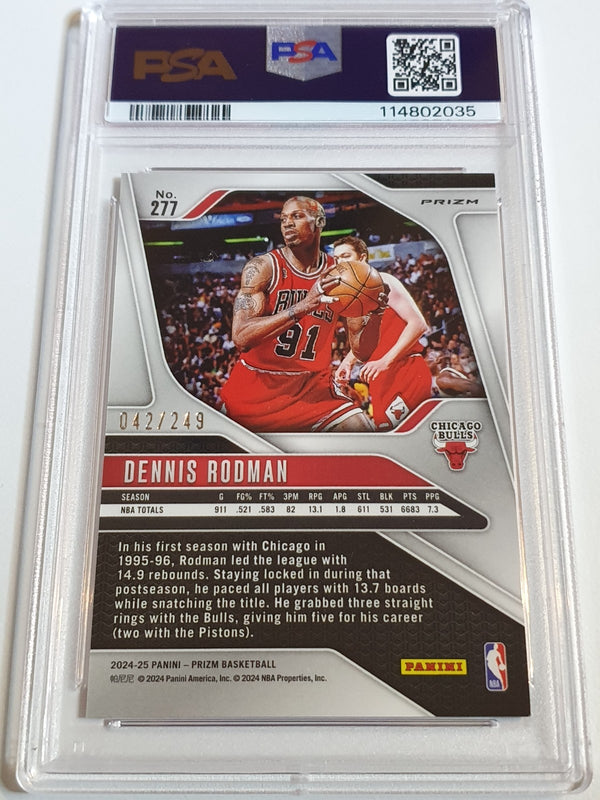 2024 Panini Prizm Dennis Rodman #277 PINK /249 Holo - PSA 9 (POP 1)