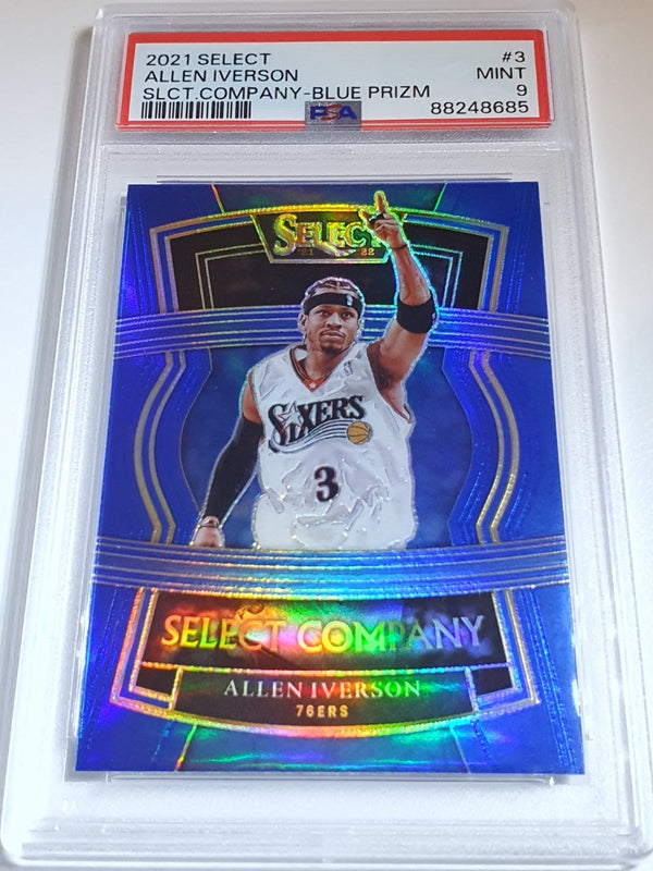 2021 Panini Select Allen Iverson #3 BLUE Holo Select Company - PSA 9 (POP 1)