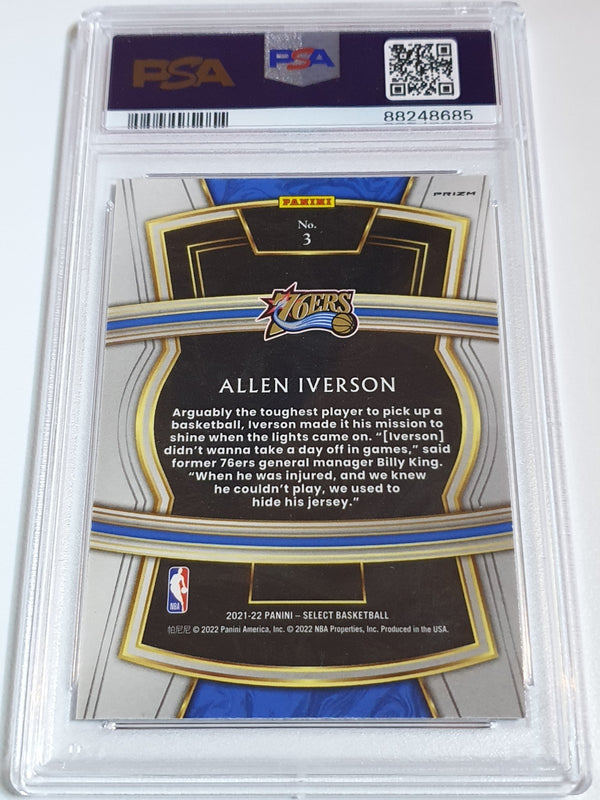 2021 Panini Select Allen Iverson #3 BLUE Holo Select Company - PSA 9 (POP 1)
