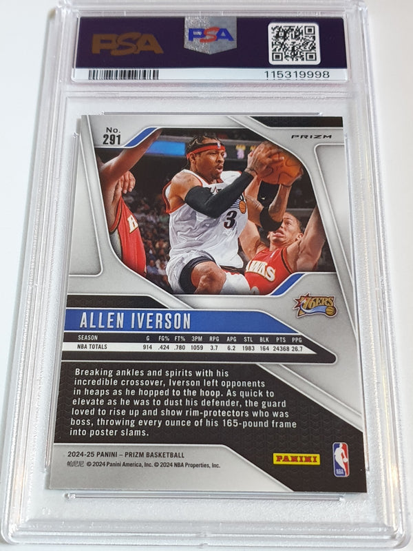 2024 Prizm Allen Iverson #291 BLUE YELLOW GREEN CHOICE Holo - PSA 10 (POP 2)