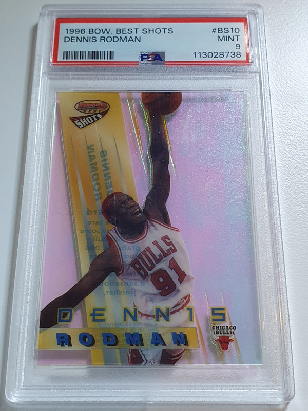 1996 Bowman's Dennis Rodman #BS10 ACETATE Best Shots - PSA 9 (POP 13)