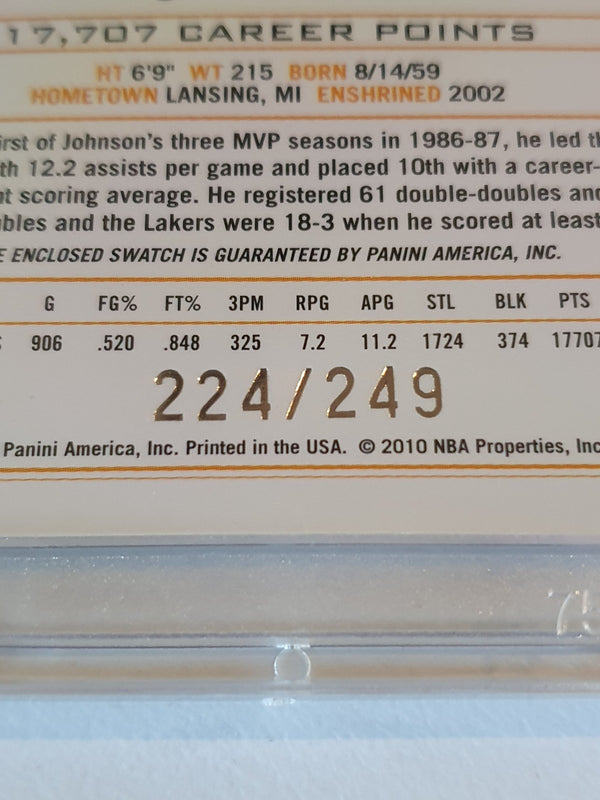 2009 Panini Basketball Hall of Fame Magic Johnson #PATCH /249 Game Worn Jersey