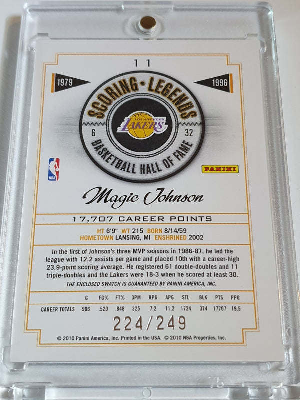 2009 Panini Basketball Hall of Fame Magic Johnson #PATCH /249 Game Worn Jersey