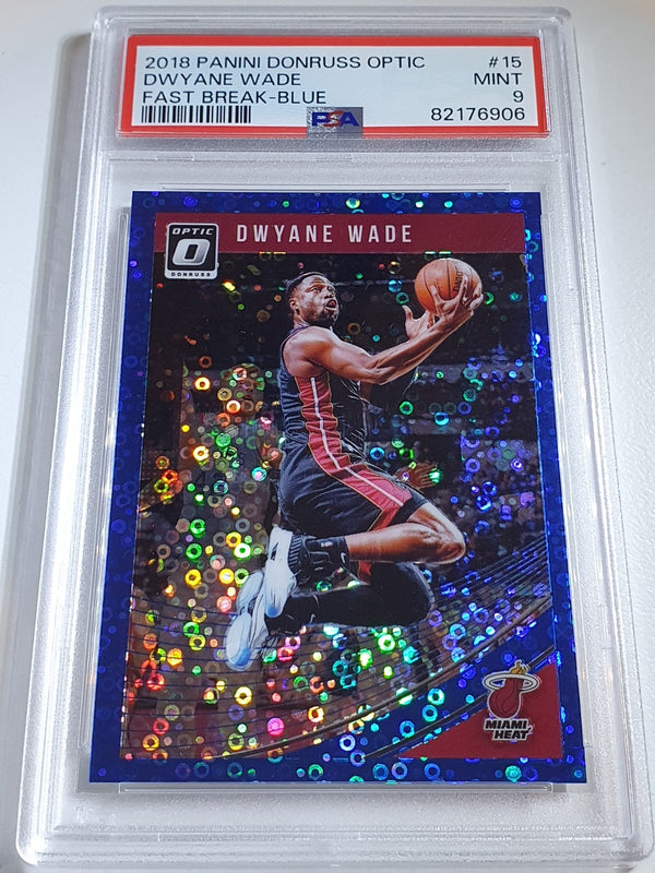 2018 Donruss Optic Dwyane Wade #15 FAST BREAK BLUE /50 Holo - PSA 9 (POP 3)