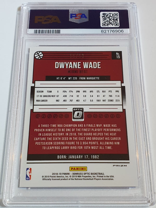 2018 Donruss Optic Dwyane Wade #15 FAST BREAK BLUE /50 Holo - PSA 9 (POP 3)