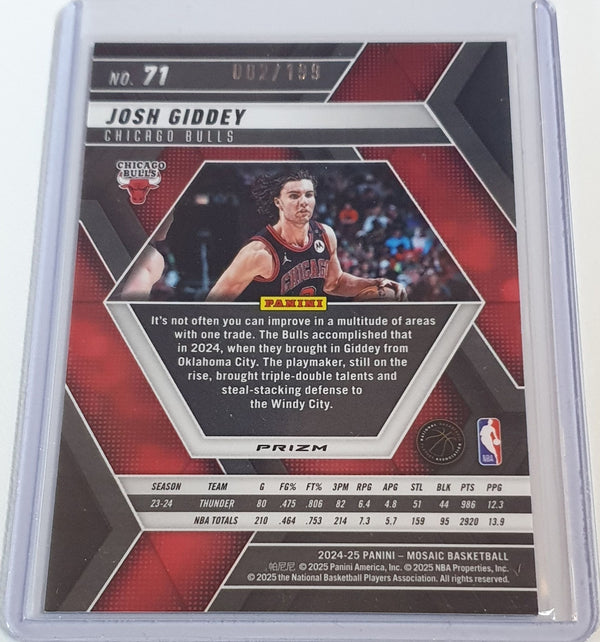 2024 Panini Mosaic Josh Giddey #71 BLUE MOSAIC /199 Holo - Ready to Grade