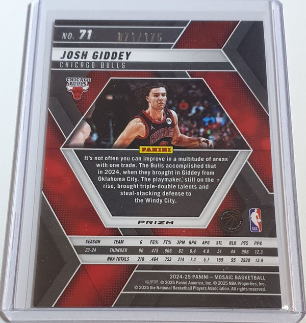 2024 Panini Mosaic Josh Giddey #71 PINK MOSAIC /175 Holo - Ready to Grade