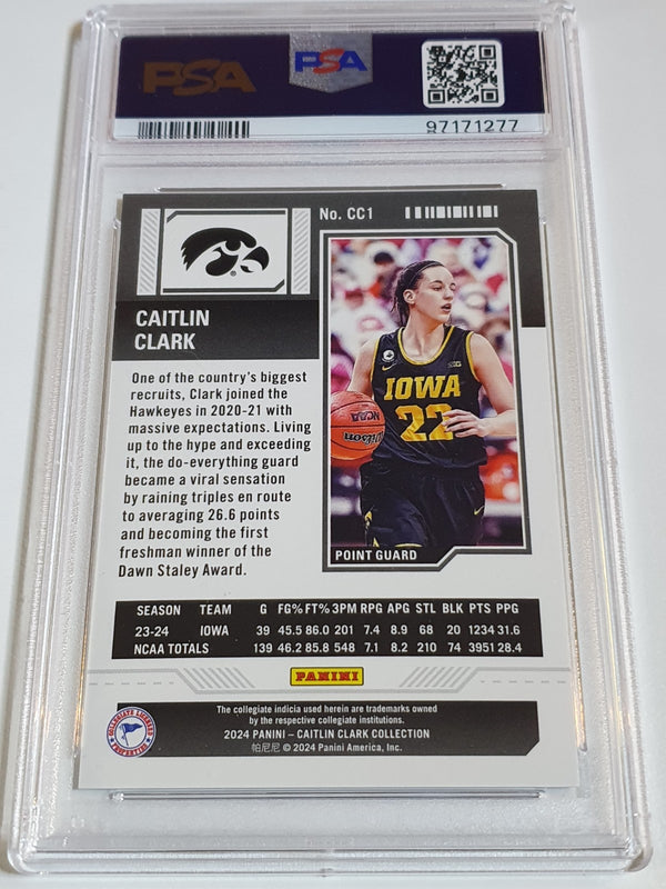 2024 Panini Caitlin Clark Rookie Collection #CC1 GOLD /99 Holo - PSA 9 (POP 9)