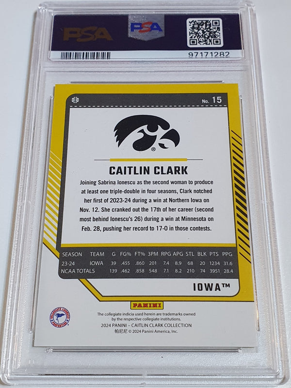 2024 Panini Caitlin Clark Rookie Collection #15 GOLD /99 Holo - PSA 9 (POP 4)