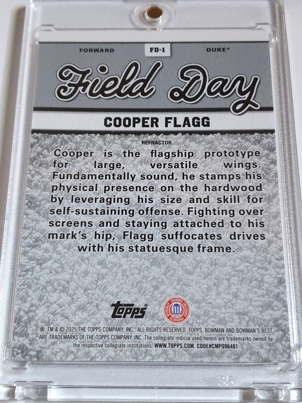 2024 Bowman U Best Cooper Flagg Rookie #FD-1 REFRACTOR Field Day RC - Rare