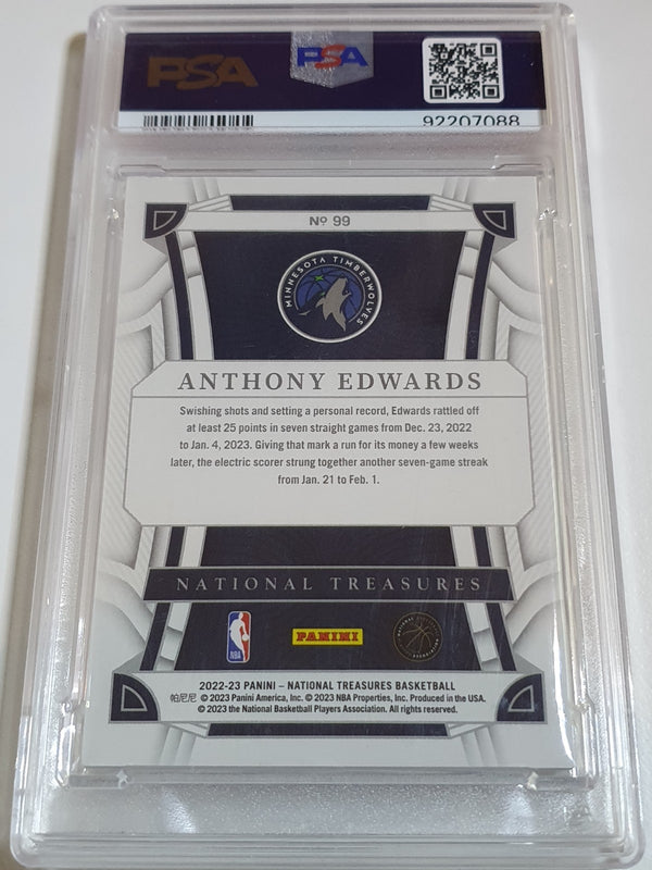 2022 Panini National Treasures Anthony Edwards #99 RED /75 Foil - PSA 9 (POP 6)