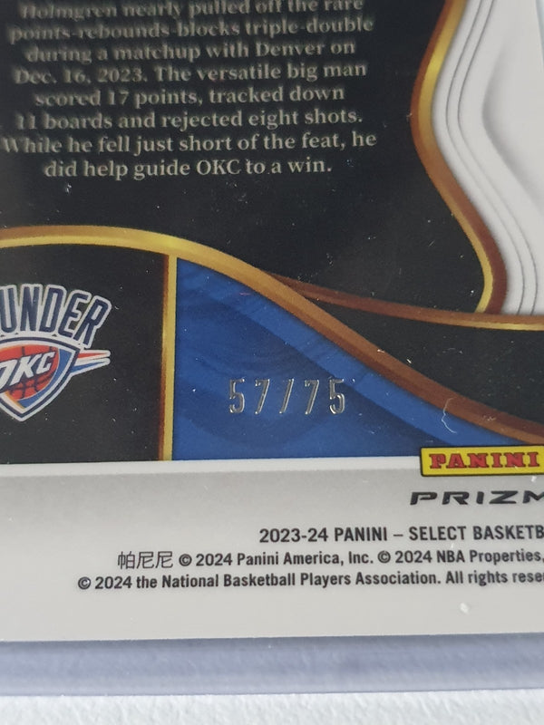 2023 Panini Select Chet Holmgren #241 WAVE BLUE /75 Holo Courtside - Rare