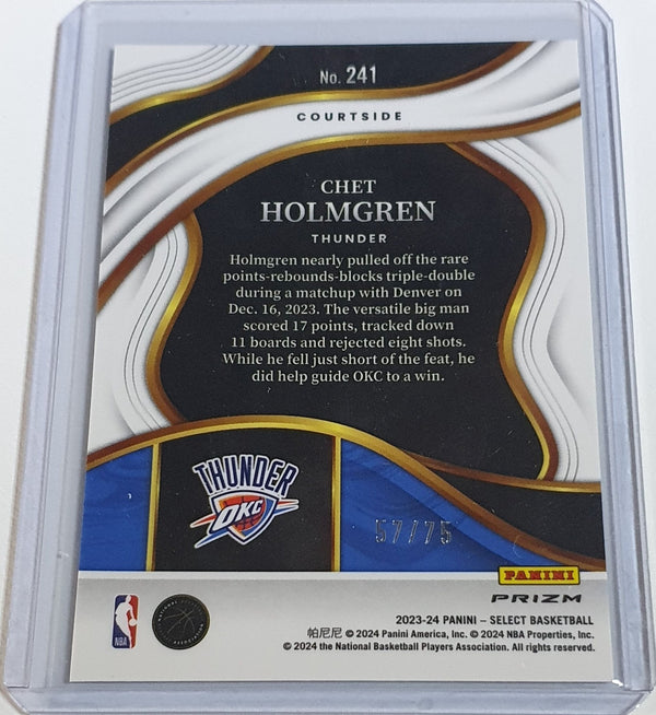 2023 Panini Select Chet Holmgren #241 WAVE BLUE /75 Holo Courtside - Rare