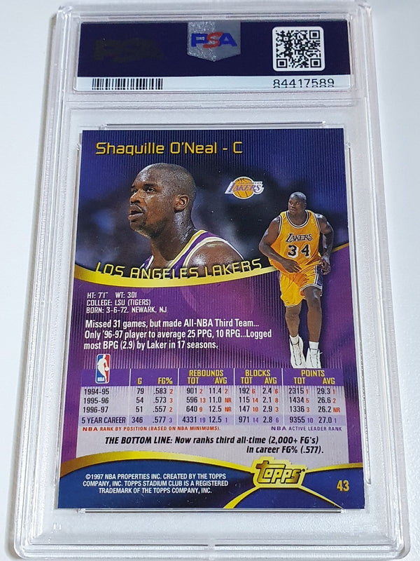 1997 Topps Stadium Club Shaquille O'Neal #43 - PSA 9 (Low POP)