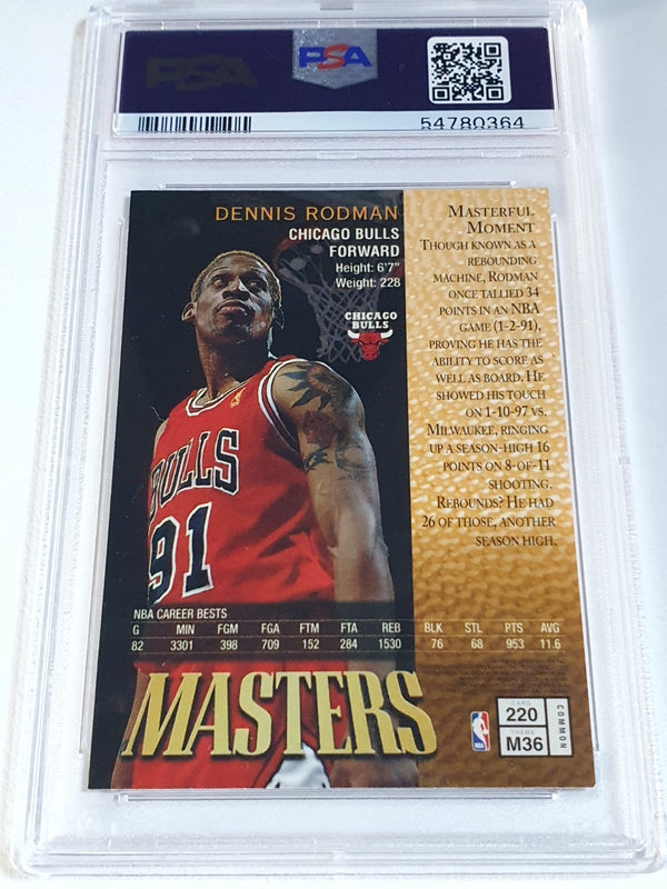 1997 Topps Finest Dennis Rodman #220 Masters - PSA 9 (POP 13)