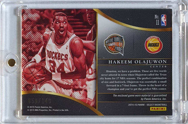 2015 Panini Select Hakeem Olajuwon #PATCH /149 Game Worn Jersey - Ready to Grade