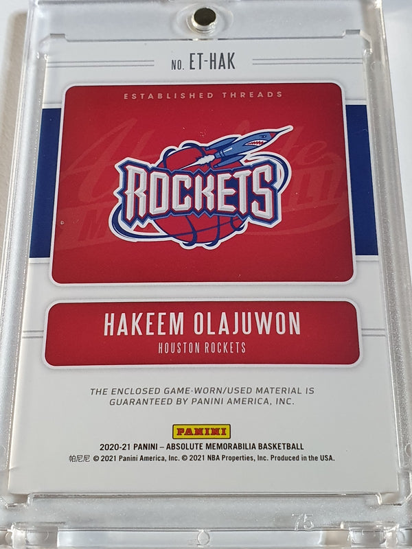 2020 Panini Absolute Hakeem Olajuwon #PATCH Game Worn Jersey - Ready for Grading
