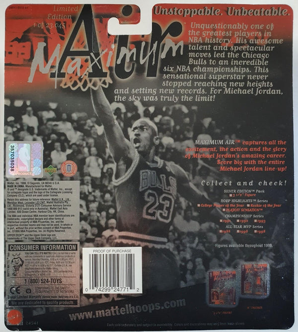 1999 Upper Deck Mattel Michael Jordan Max Air 3 Figurine - Sealed Figure & Card