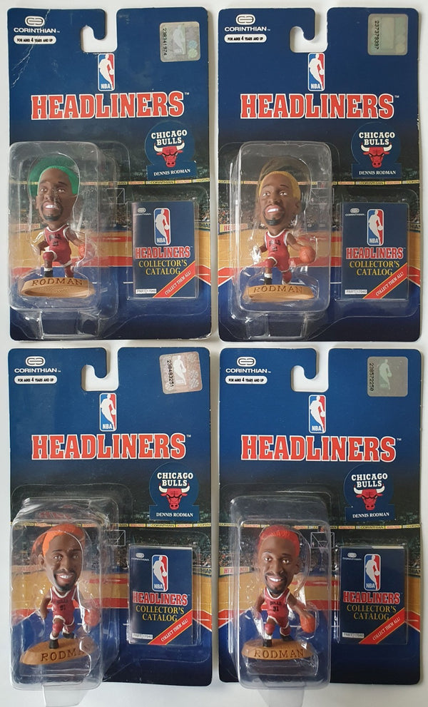 Lot of 4 x Corinthian Headliners Dennis Rodman - Red Green Yellow Orange Figures