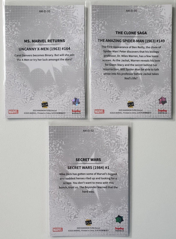 Lot of 3 x 2025 Kakawow Aura Marvel Super Heroes SILVER Holo - Good Condition