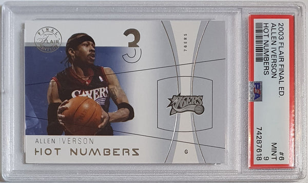 2003 Flair Final Edition Allen Iverson #6 /500 Hot Numbers- PSA 9 (POP 1)