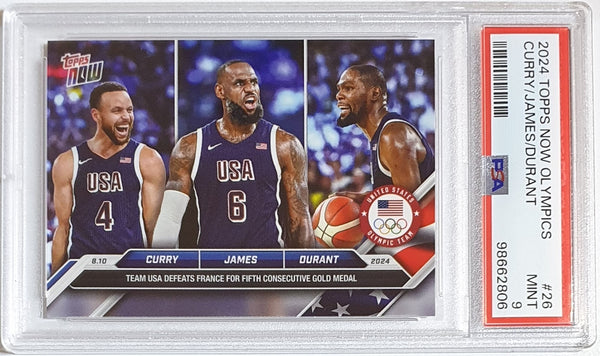 2024 Topps Now Olympics Stephen Curry LeBron James Kevin Durant #26 - PSA 9