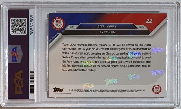 2024 Topps Now Olympics Stephen Curry #22 Team USA - PSA 9 (Low POP)