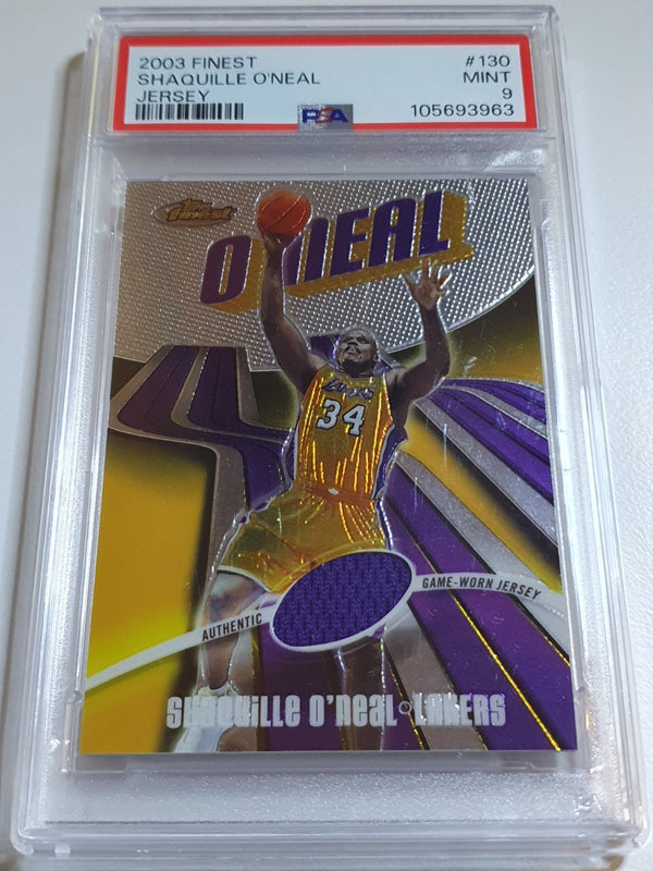 2003 Topps Finest Shaquille O'Neal #PATCH /999 Game Worn Jersey - PSA 9