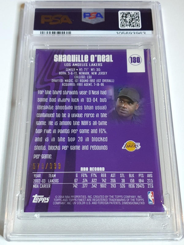 2003 Topps Finest Shaquille O'Neal #PATCH /999 Game Worn Jersey - PSA 9
