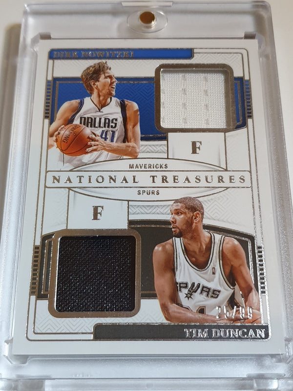 2024 National Treasures Dirk Nowitzki Tim Duncan #PATCH /99 Dual Jerseys - Rare