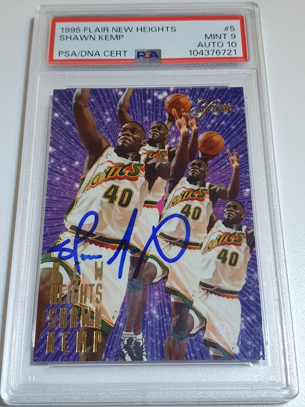 1995 Flair Shawn Kemp #5 New Heights On Card Autograph - PSA 9 (Auto 10)