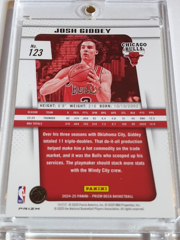 2024 Panini Prizm Deca Josh Giddey #123 MOJO /25 Holo (Bulls) - Ready to Grade