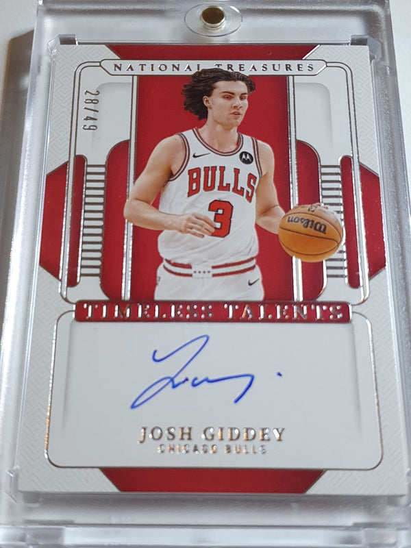 2024 Panini National Treasures Josh Giddey AUTO /49 (Bulls)- On Card Autograph
