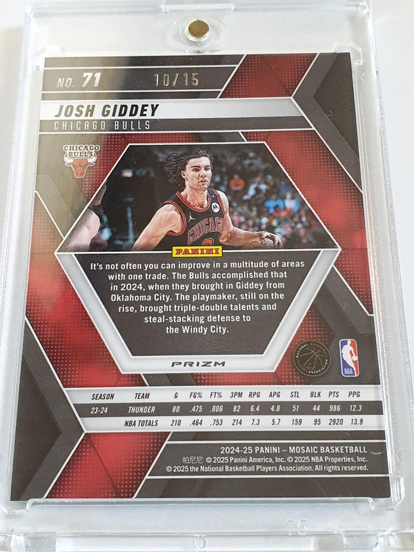 2024 Mosaic Josh Giddey #71 GREEN SCOPE /15 Holo (Bulls) - Rare