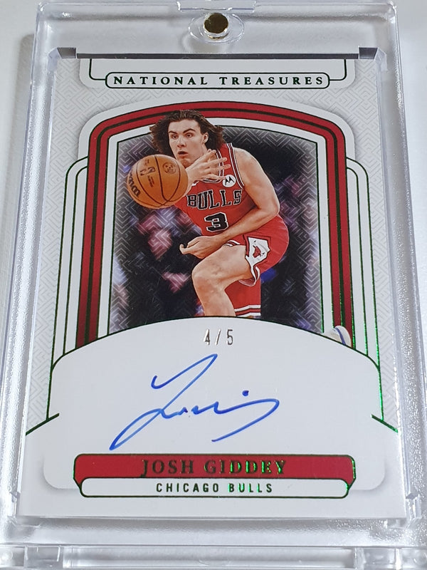 2024 National Treasures Josh Giddey AUTO EMERALD /5 - On Card Autograph (Bulls)