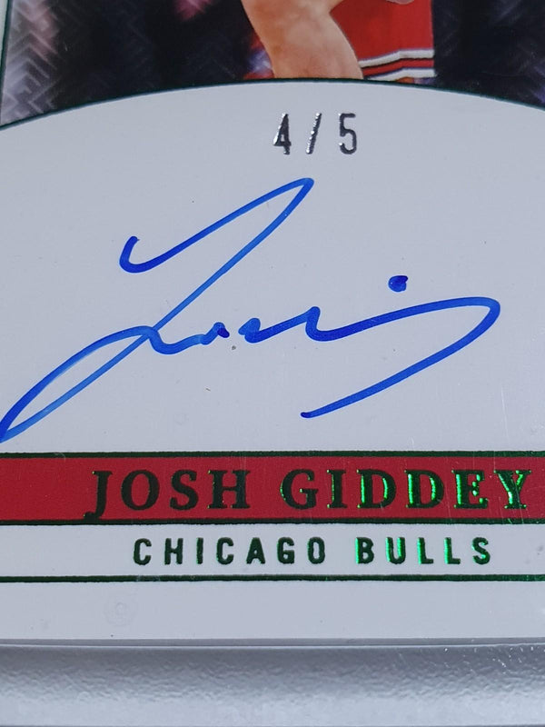 2024 National Treasures Josh Giddey AUTO EMERALD /5 - On Card Autograph (Bulls)