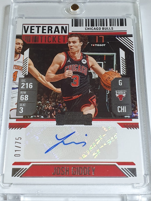 2024 Panini Silhouette Josh Giddey AUTO 01/75 Veteran Ticket Autograph - Bulls