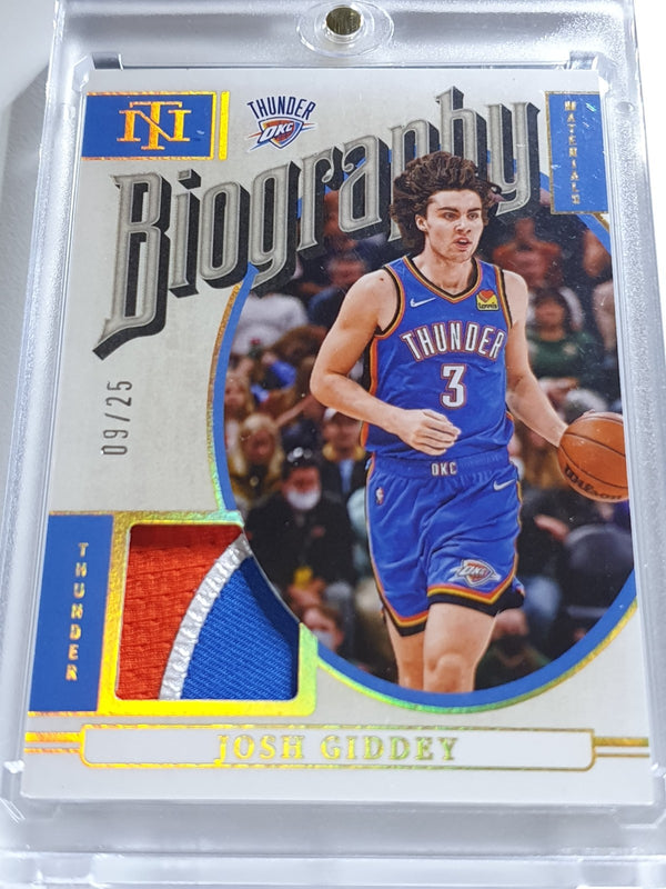 2024 National Treasures Josh Giddey #PATCH PRIME /25 Game Worn 3 Color Jersey