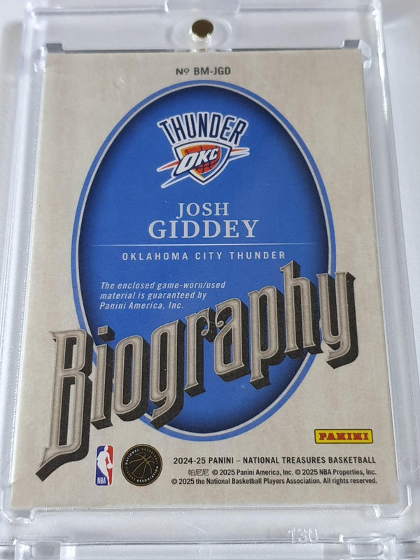 2024 National Treasures Josh Giddey #PATCH PRIME 03/25 Game Worn 3 Color Jersey