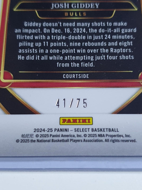2024 Panini Select Josh Giddey #238 WAVE BLUE /75 Holo (Bulls) - Ready to Grade