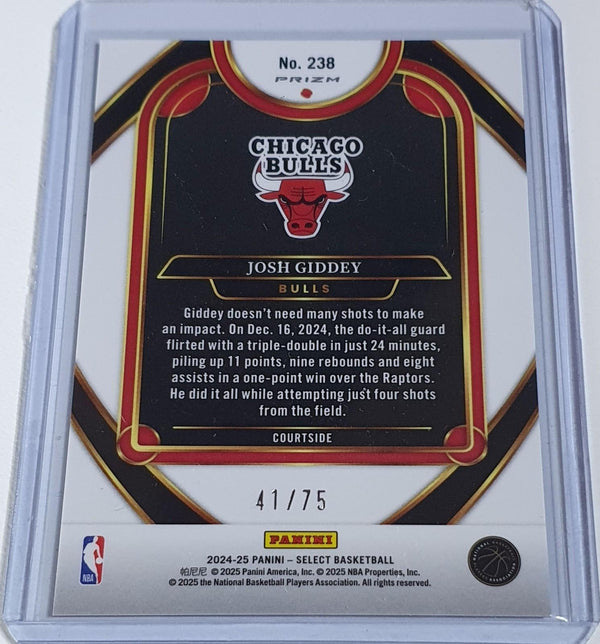 2024 Panini Select Josh Giddey #238 WAVE BLUE /75 Holo (Bulls) - Ready to Grade