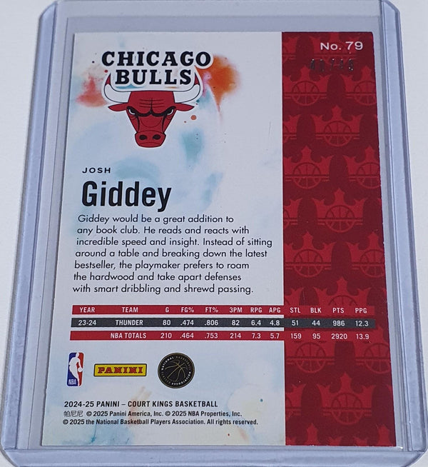 2024 Panini Court Kings Josh Giddey #79 VIOLET /49 Holo (Bulls) - Ready to Grade