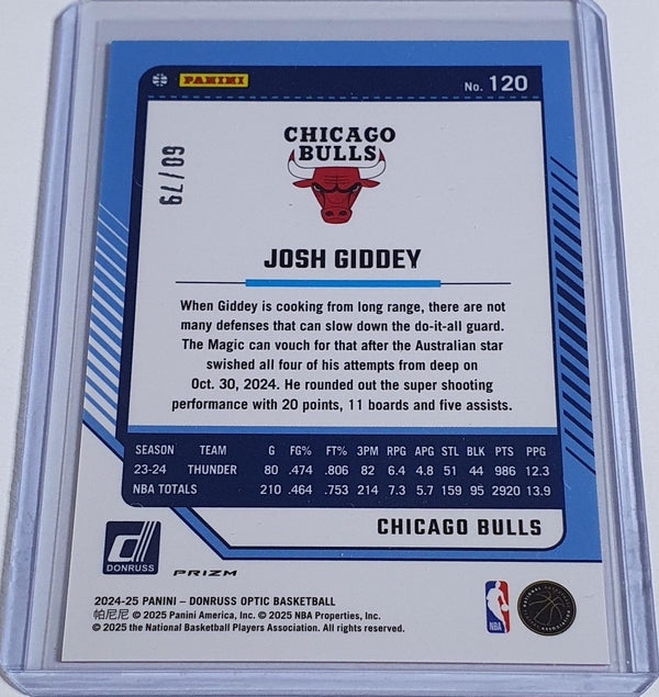2024 Panini Donruss Optic Josh Giddey #120 PINK VELOCITY /79 Holo (Bulls) - Rare