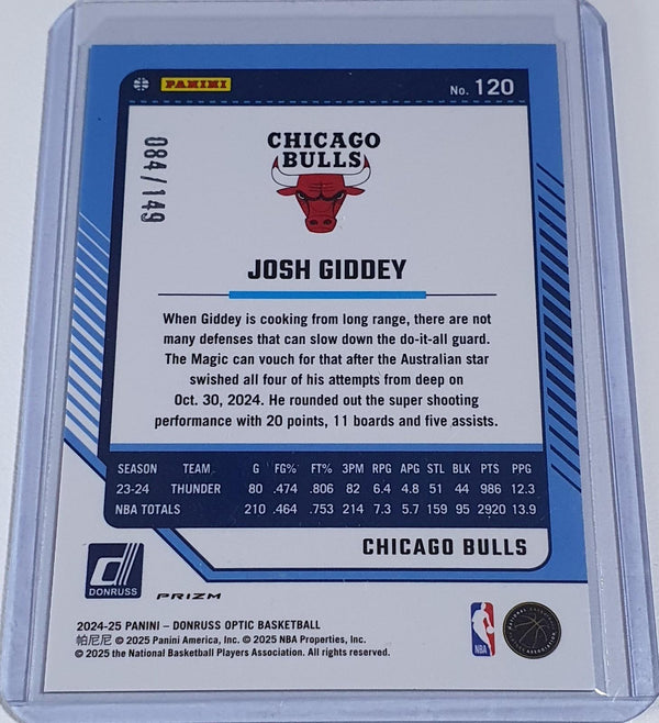 2024 Panini Donruss Optic Josh Giddey #120 LIME GREEN /149 Holo (Bulls) - Rare